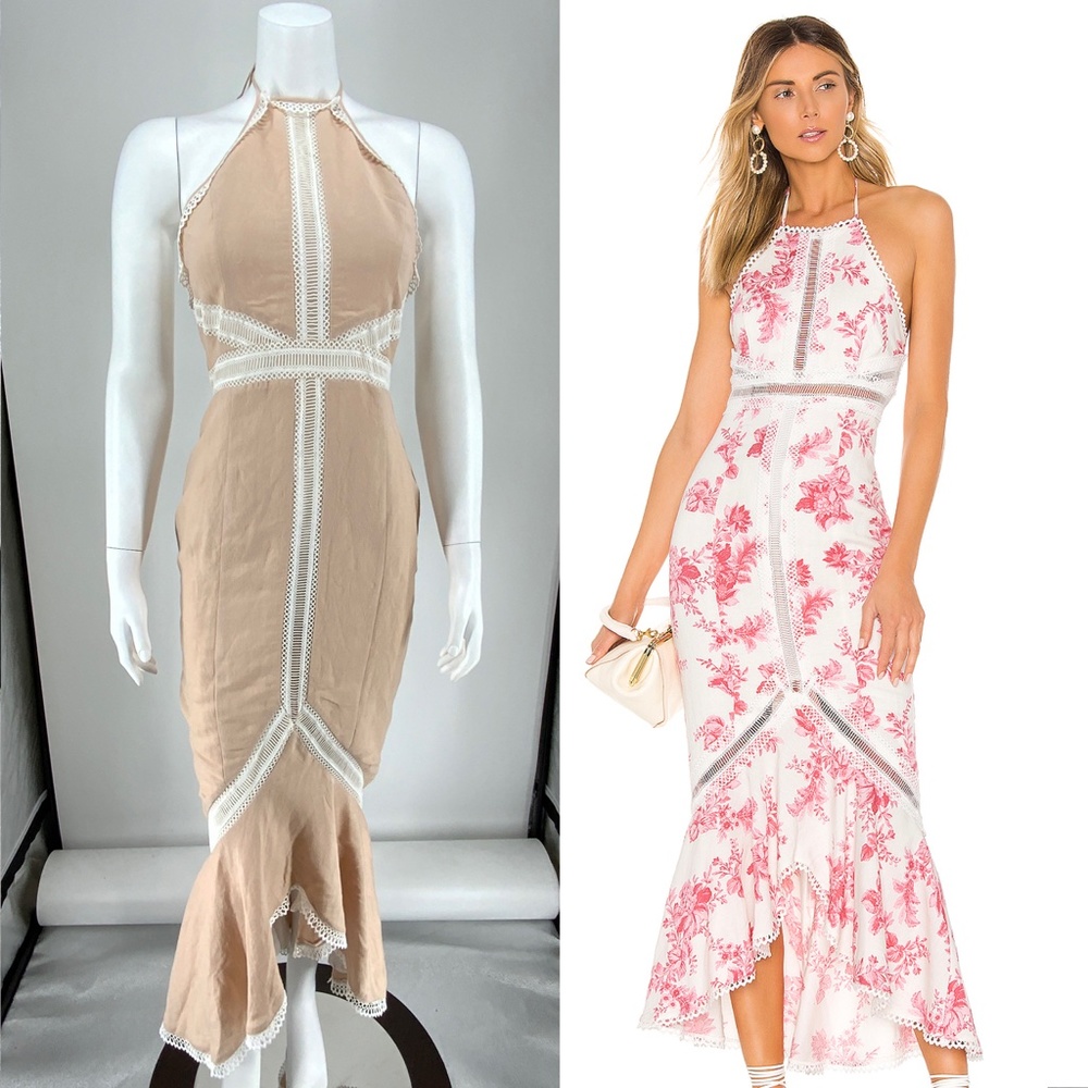NBD Beige and Pink Midi Dress